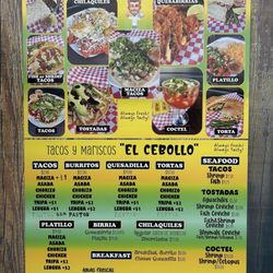 Tacos y Mariscos El Cebollo - Menu