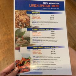 Thai Volunteer - Lunch menu