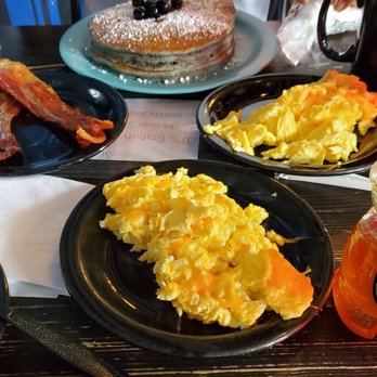 Blue Moon Too - Blueberry pancakes, scramble eggs with cheese and bacon. - Cafes Near Me - Baltimore, Maryland