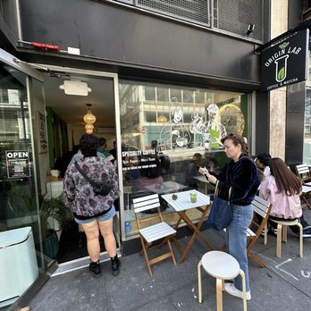 Origin Lab Coffee & Matcha - The front of the store.   Don't be put off by the line it moves quickly. - Coffee & Tea Near Me - San Francisco, California