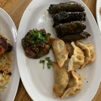 Cilantro - Grape leaves and chicken lemon grass dumplings - Mediterranean Near Me - Philadelphia, Pennsylvania