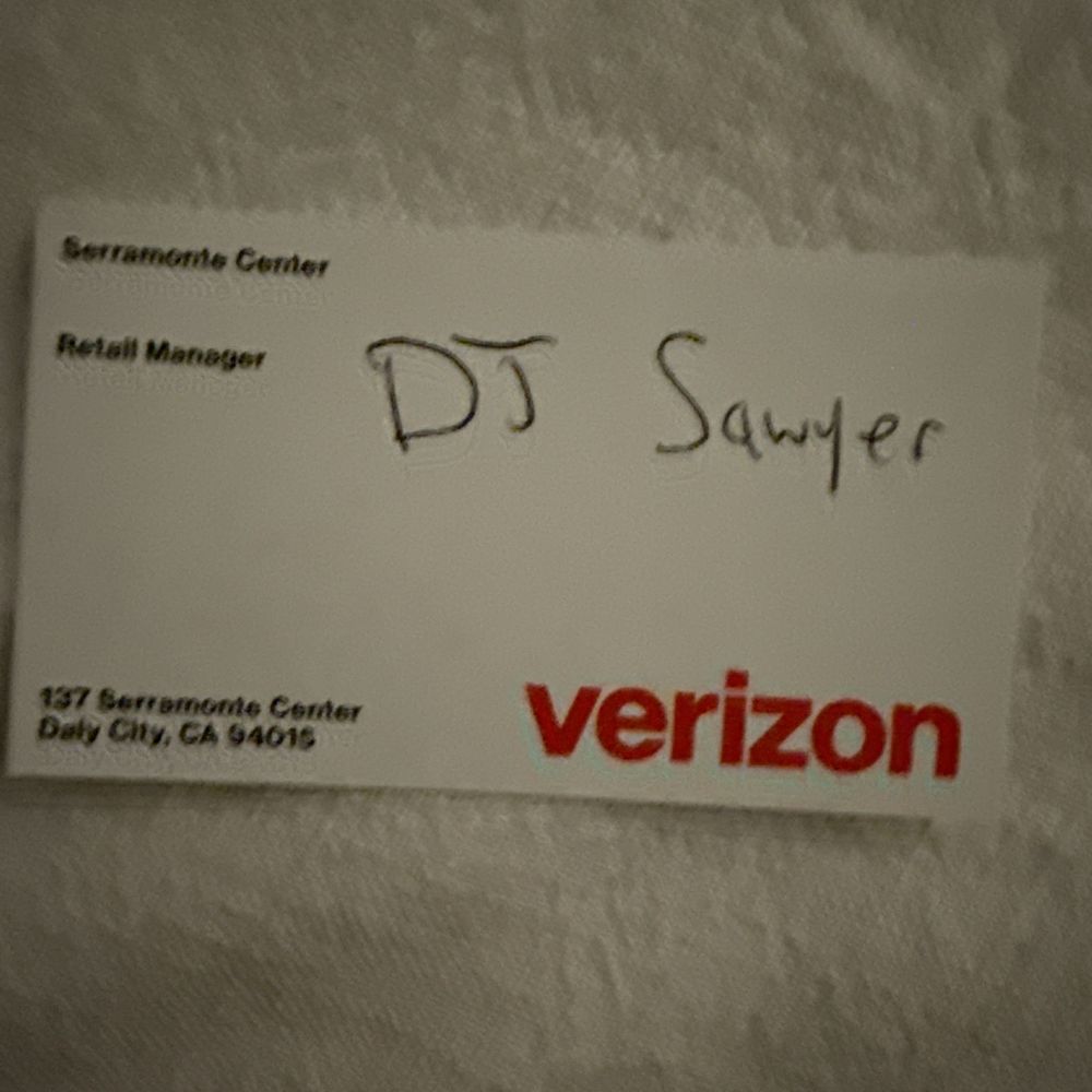 The manager had to write his name on a card when requested, his badge read: "DJ Sawyer, Mall Cop in Training" The manager had to write his name on a card when requested, his badge read: "DJ Sawyer, Mall Cop in Training"