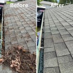 Before and After a Gutter cleaning job.