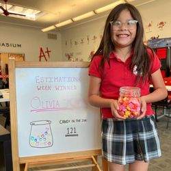 Mathnasium - Our Estimation Week Winner! Olivia won a big jar of Starbursts!