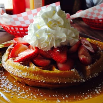 Bogart's Cafe - Waffle with Strawberries and Whipped Cream - Breakfast & Brunch Near Me - Honolulu, Hawaii Bogart's Cafe - Waffle with Strawberries and Whipped Cream - Breakfast & Brunch Near Me - Honolulu, Hawaii