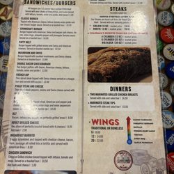 Crankshaft Bar & Grill - Back of menu.