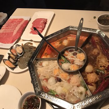 Boiling Hot Pot - Four soup base - tomato, beef broth, spicy mala and sour cabbage - Hot Pot Near Me - San Francisco, California