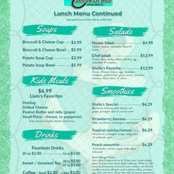 Salty Hook Sandwich Shop crystal River lunch menu back page