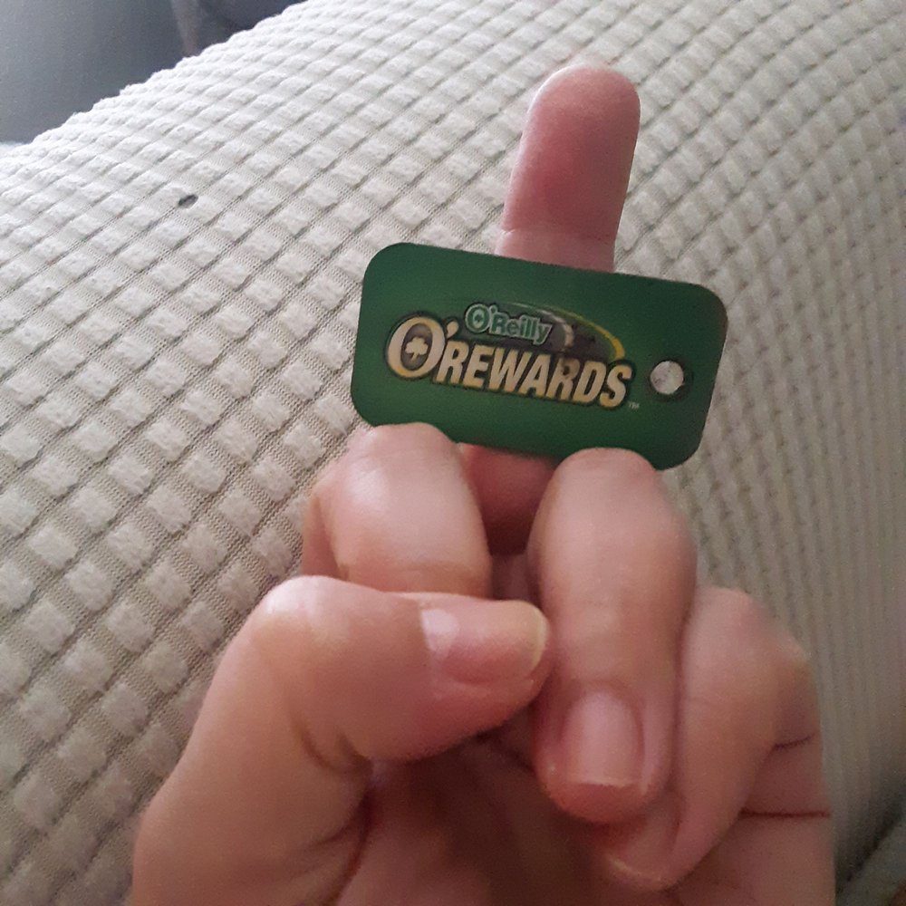Displaying my O'rewards card!