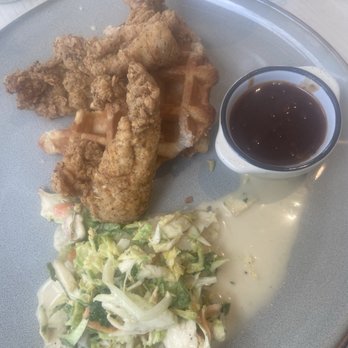 NCMA Cafe - Catfish & waffle with coleslaw - Wine Bars Near Me - Raleigh, North Carolina NCMA Cafe - Catfish & waffle with coleslaw - Wine Bars Near Me - Raleigh, North Carolina