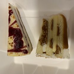 Raspberry cheesecake and caramel crunch cake