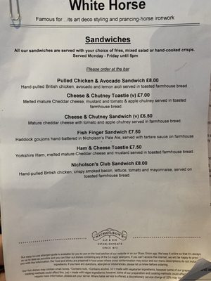 Menu photo 3 White Horse London, XGL Menu photo 3 White Horse London, XGL