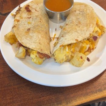 Pan Tostado Cafe - Two breakfast tacos - Creperies Near Me - Georgetown, Texas Pan Tostado Cafe - Two breakfast tacos - Creperies Near Me - Georgetown, Texas