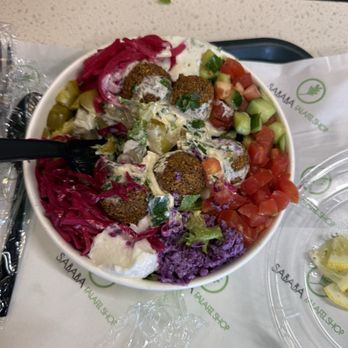 Sababa Falafel Shop - Falafel Bowl with all the fixings - Falafel Near Me - Garden Grove, California Sababa Falafel Shop - Falafel Bowl with all the fixings - Falafel Near Me - Garden Grove, California