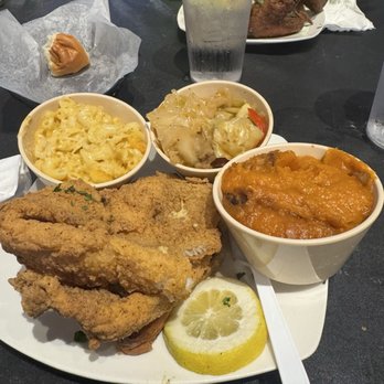 Aunt E’s Southern Cuisine - Fried catfish, mac and cheese, cabbage and sweet potato casserole - Chicken Wings Near Me - Greensboro, North Carolina Aunt E’s Southern Cuisine - Fried catfish, mac and cheese, cabbage and sweet potato casserole - Chicken Wings Near Me - Greensboro, North Carolina