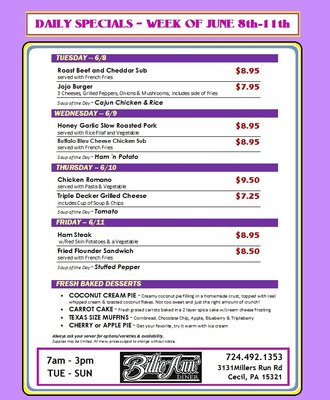 Menu photo 7 Billie Ann's Diner Cecil, PA Menu photo 7 Billie Ann's Diner Cecil, PA