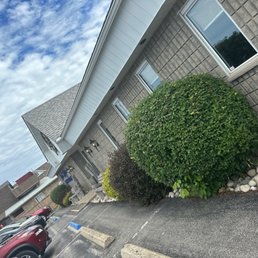 a car parked in front of the building