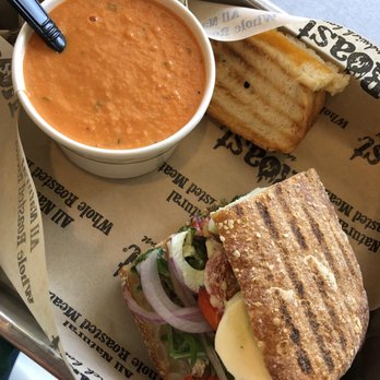 Roast Sandwich House - Pick 2- Tomato Bisque Soup (ok) and Grilled Chicken Panini (delicious) - Sandwiches Near Me - Melville, New York