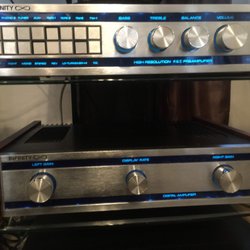 Hi-Fi Workshop - Top: Infinity FET preamp Bottom: Infinity DSP Switching Amp (this is the one John just fixed)