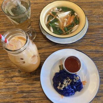 Sup Thai Kitchen - Jasmine Tea Thai Iced Tea Vegetables and tofu soup Handmade Thai Crepe Dumplings (peanut dumpling) - Thai Near Me - Fresh Meadows, New York Sup Thai Kitchen - Jasmine Tea Thai Iced Tea Vegetables and tofu soup Handmade Thai Crepe Dumplings (peanut dumpling) - Thai Near Me - Fresh Meadows, New York