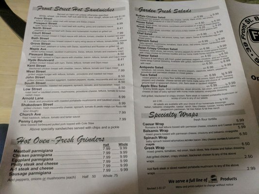 Menu photo 1 Front Street Deli Ballston Spa, NY Menu photo 1 Front Street Deli Ballston Spa, NY