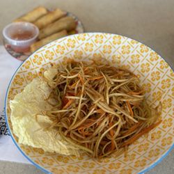 Fai Thai Kitchen - Papaya Salad and Veggie Spring Rolls. Two of our favorite appetizers.