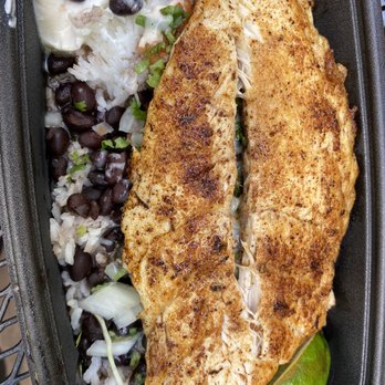 Lee Be Fish - Grilled grouper on rice and beans - Seafood Near Me - Marco Island, Florida Lee Be Fish - Grilled grouper on rice and beans - Seafood Near Me - Marco Island, Florida