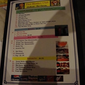Thai Monkey Club - Another part of the Menu from Thai Monkey Club November 26th 2011 - Thai Near Me - Denver, Colorado Thai Monkey Club - Another part of the Menu from Thai Monkey Club November 26th 2011 - Thai Near Me - Denver, Colorado