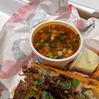 La Katrina Auténtica - Consome that comes with quesabirria tacos - Tacos Near Me - Chicago, Illinois