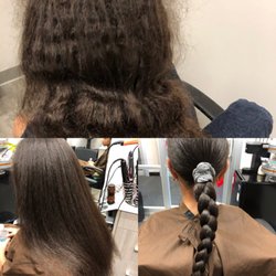 Deep conditioning and blow dry