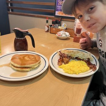 IHOP - Josiah, my nephew, enjoying his combo with all bacon. Six pieces of bacon, hash browns, scrambled eggs with cheese, and pancakes. - Breakfast & Brunch Near Me - Athens, Georgia IHOP - Josiah, my nephew, enjoying his combo with all bacon. Six pieces of bacon, hash browns, scrambled eggs with cheese, and pancakes. - Breakfast & Brunch Near Me - Athens, Georgia