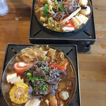 Boiling Point - Lamb hot pot on top and steak hot pot on bottom - Taiwanese Near Me - Seattle, Washington Boiling Point - Lamb hot pot on top and steak hot pot on bottom - Taiwanese Near Me - Seattle, Washington