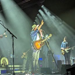 a band performing on stage