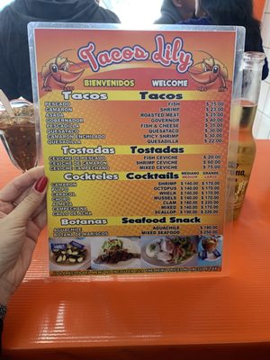 Menu photo 3 Tacos Lily Ensenada, BCN Menu photo 3 Tacos Lily Ensenada, BCN