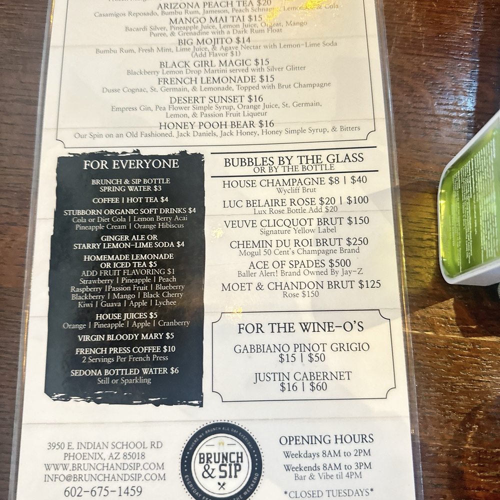 Brunch & Sip - Cocktail menu - Coffee & Tea Near Me - Phoenix, Arizona