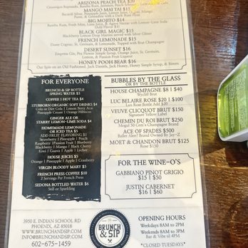 Brunch & Sip - Cocktail menu - Coffee & Tea Near Me - Phoenix, Arizona