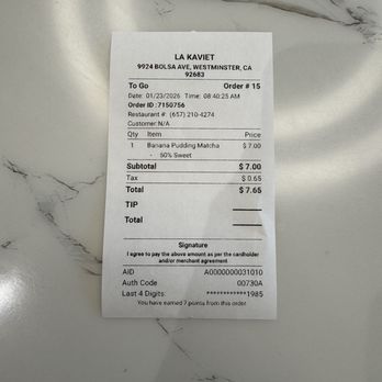 La Ka Viet - Receipt of matcha BOGO - Desserts Near Me - Westminster, California La Ka Viet - Receipt of matcha BOGO - Desserts Near Me - Westminster, California