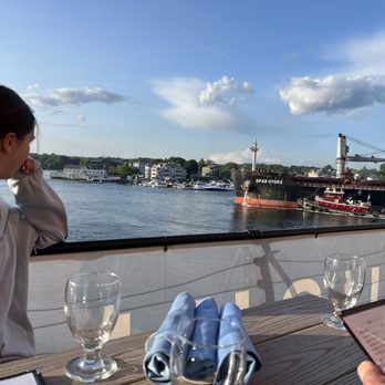 Surf Restaurant - Big ship going by our dinner table. - Seafood Near Me - Portsmouth, New Hampshire Surf Restaurant - Big ship going by our dinner table. - Seafood Near Me - Portsmouth, New Hampshire