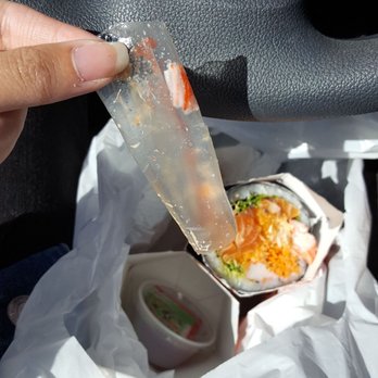 Mi'hito Sushi Laboratory - Plastic wrap from the imitation crab :( - Japanese Near Me - Mississauga, Ontario Mi'hito Sushi Laboratory - Plastic wrap from the imitation crab :( - Japanese Near Me - Mississauga, Ontario