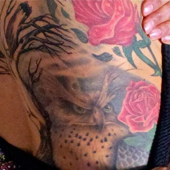 Waynes Tattoo World - Owl and Roses rib/back piece by Wayne Morel - Tattoo Near Me - Derry, New Hampshire Waynes Tattoo World - Owl and Roses rib/back piece by Wayne Morel - Tattoo Near Me - Derry, New Hampshire