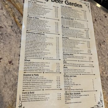 Katy Beer Garden - Menu Side 1 - Beer Gardens Near Me - Katy, Texas