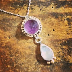Kate Sydney Jewelry - Custom amethyst and rainbow moonstone necklace.