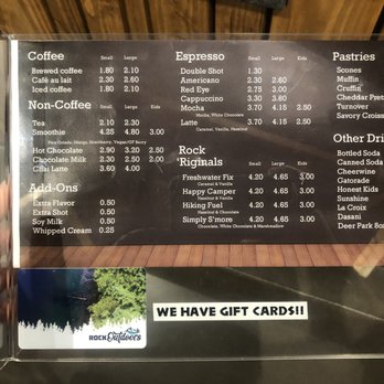 Rock Outdoors - Coffee menu - Outdoor Gear Near Me - Lexington, North Carolina