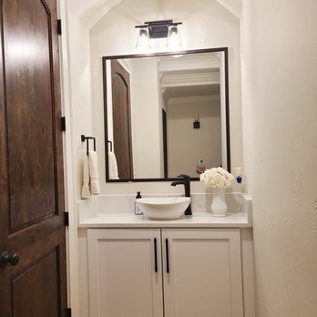 Together Design & Build - New vanity, mirror, sink in tight space, paint - General Contractors Near Me - Austin, Texas Together Design & Build - New vanity, mirror, sink in tight space, paint - General Contractors Near Me - Austin, Texas