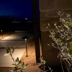 Happy Gardens Landscape - Flowerbed with walkway and landscape lighting