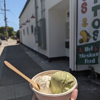 Koolfi Creamery - Split single of matcha & raspberry and kheer rice pudding - Ice Cream & Frozen Yogurt Near Me - San Leandro, California Koolfi Creamery - Split single of matcha & raspberry and kheer rice pudding - Ice Cream & Frozen Yogurt Near Me - San Leandro, California