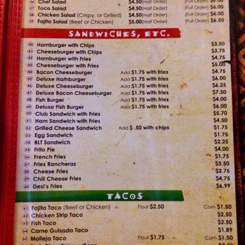 Yomi's Restaurant - Menu 2 - Mexican Near Me - Batesville, Texas