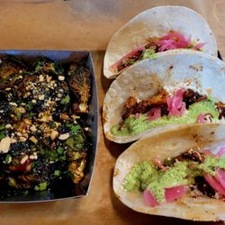Street tacos and Brussels sprouts