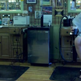 Kegs between every barber chair. Kegs between every barber chair.
