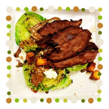 Beans & Barrel - STONEBRIAR GRILLED ROMAINE SALAD with Added Grilled Bison Flank Steak - Coffee & Tea Near Me - Frisco, Texas Beans & Barrel - STONEBRIAR GRILLED ROMAINE SALAD with Added Grilled Bison Flank Steak - Coffee & Tea Near Me - Frisco, Texas